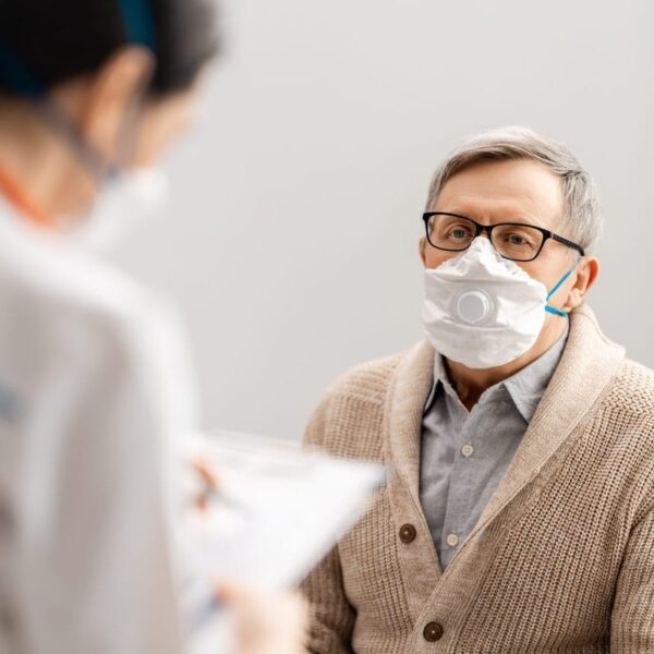 What's the best type of dialysis for you? 1 Doctor and senior man wearing facemasks